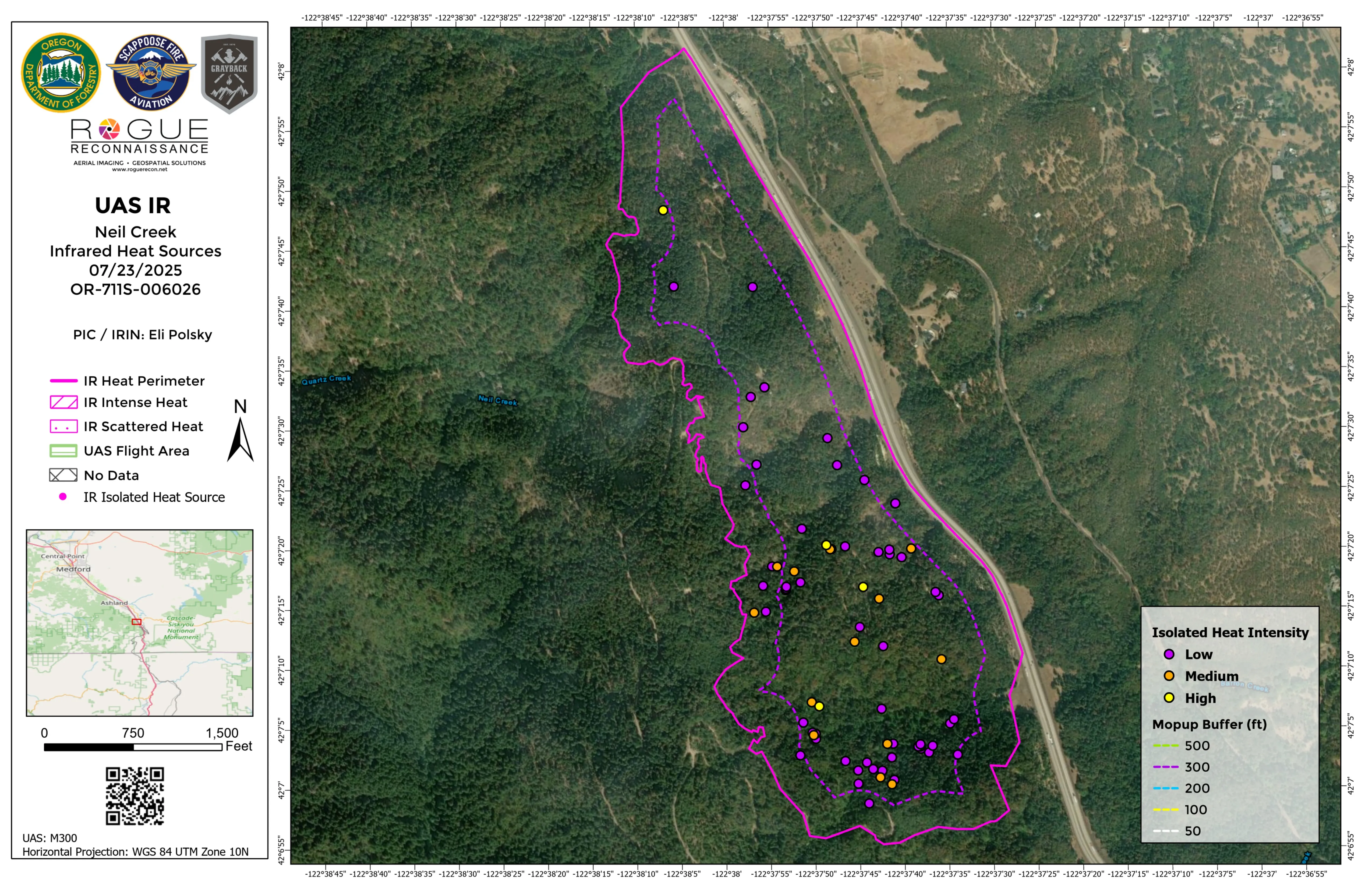 Grizzly Complex Neil Creek heat intensity orthomap, July 2025.